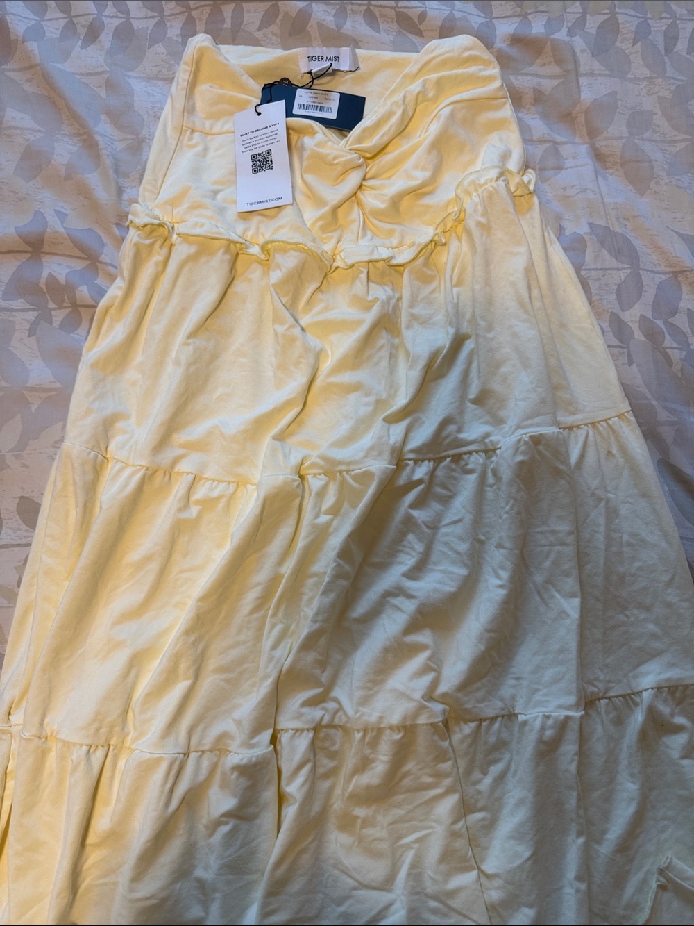 Tiger Mist Pale Yellow Tiered Maxi Skirt